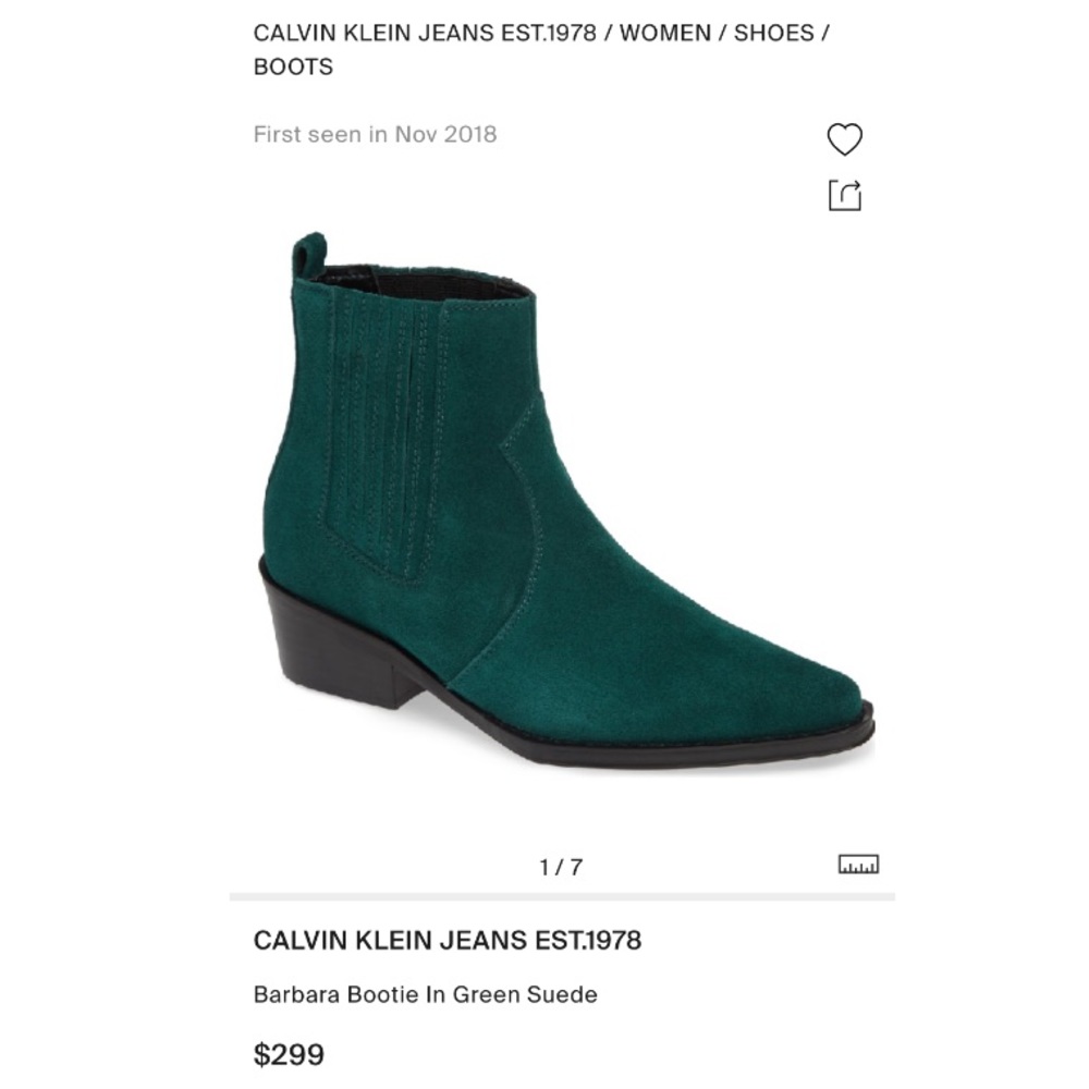 Calvin Klein Barbara Bootie In Green Suede - Picture 2 of 7